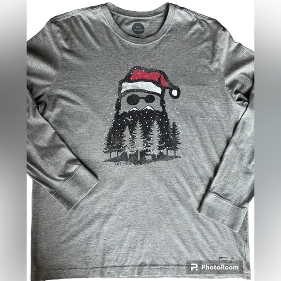 Life Is Good Shirt Mens Large Gray Long Sleeve Holiday Outdoor Dad Jake XXL - Picture 2 of 7